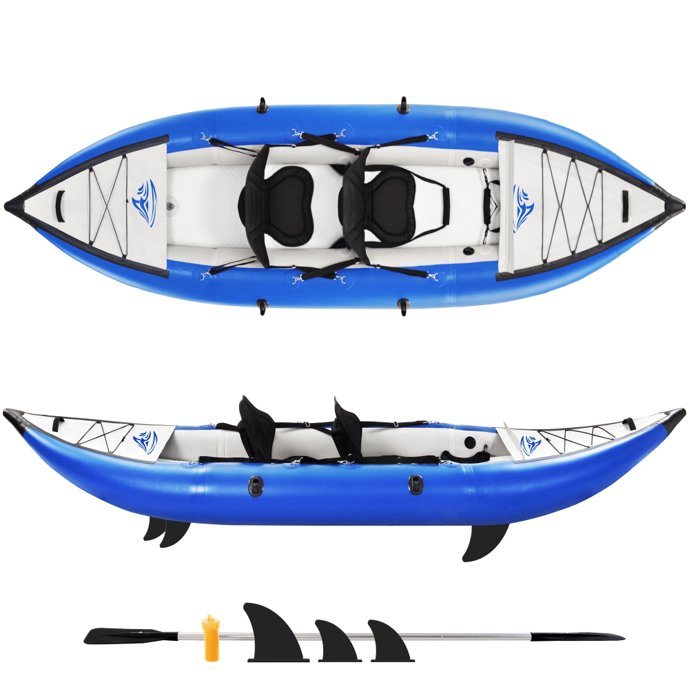[US Direct] 12FT Inflatable Kayak Set 2-Person Portable Recreational Touring Boating Max Load 946Lbs with Paddle Air Pump - MRSLM