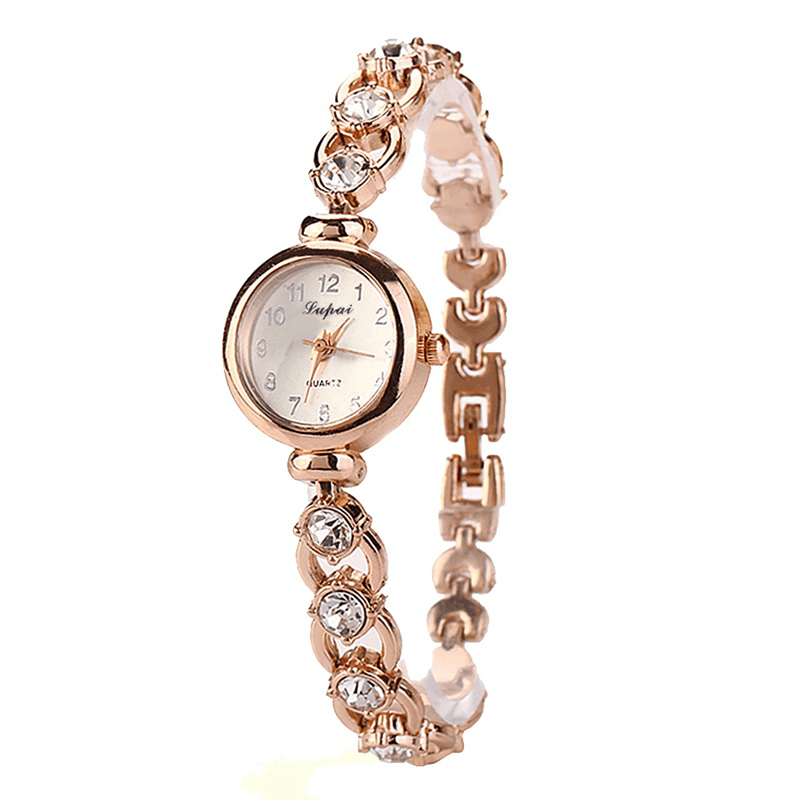 LVPAI XR720 Golden Ladies Wrist Watch Crystal Shining Quartz Bracelet Watch - MRSLM