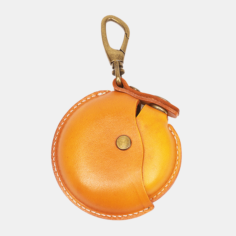 Unisex Genuine Leather round Shape Creative Casual Coin Bag Storage Bag Wallet - MRSLM