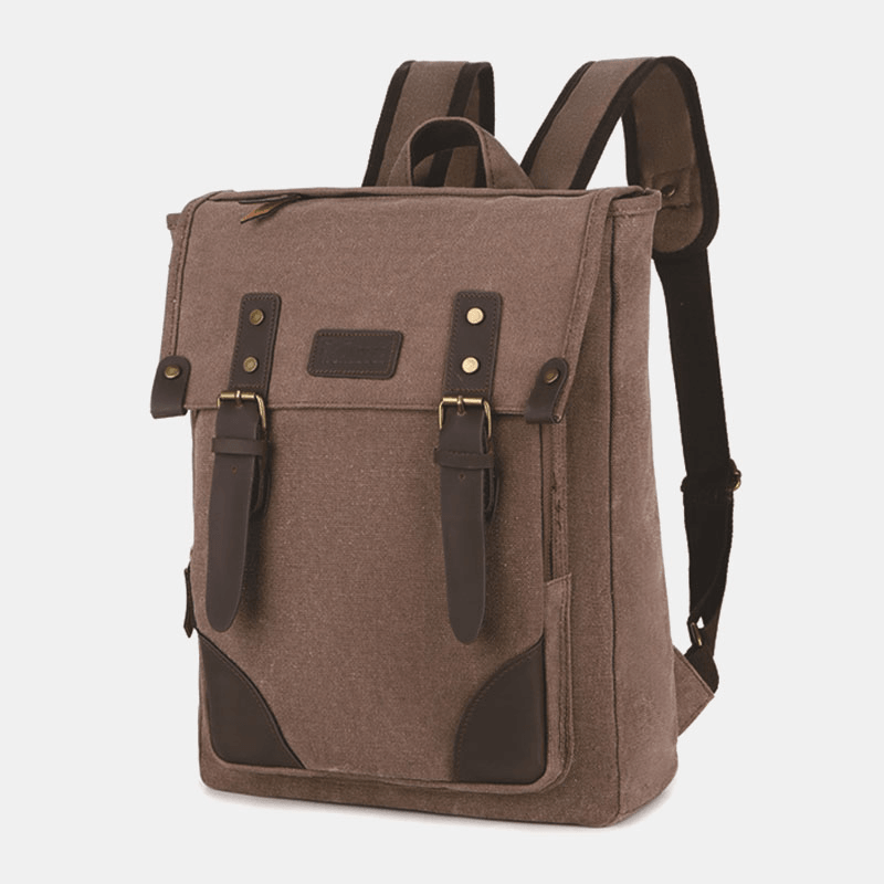 Men Canvas Outdoor Travel Large Capacity 14 Inch Laptop Bag School Bag Travel Bacpack - MRSLM
