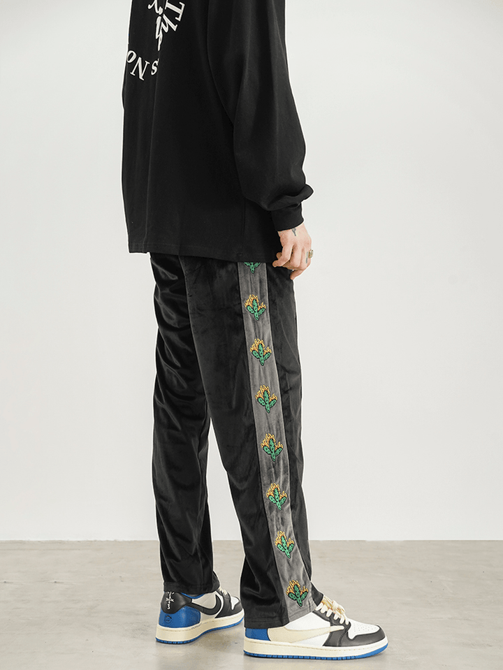 Vintage Cactus Embroidery Straight-Leg Sweatpants - MRSLM