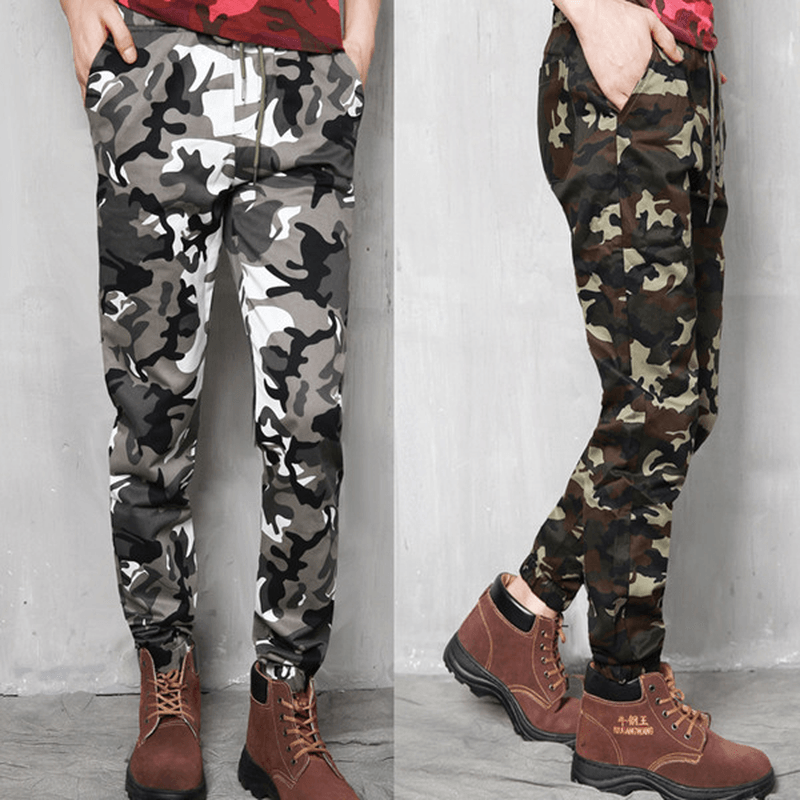 Plus Size Camouflage Outdoor Casual Pants Fashion Haren Beam Feet Trousers - MRSLM