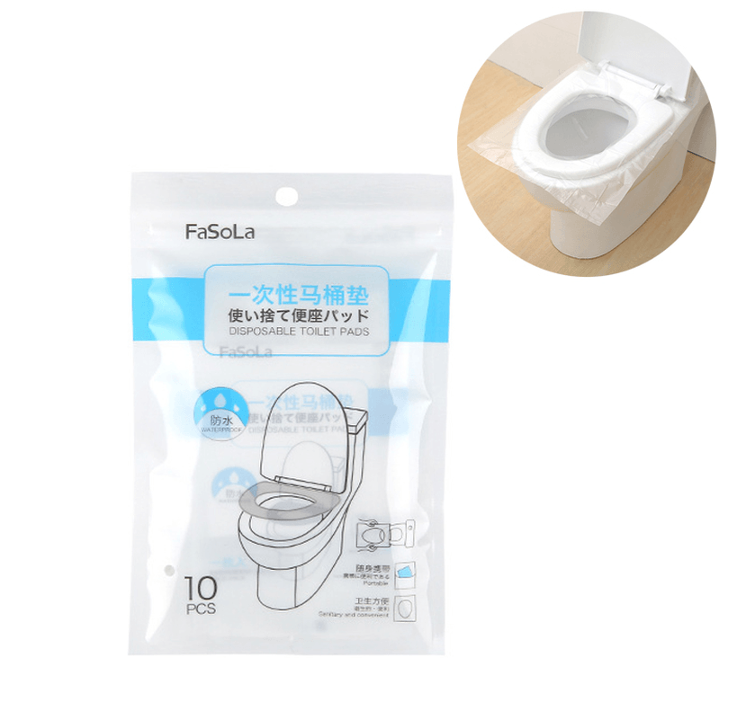 Ipree® 10 Pcs Disposable Toilet Seat Cover Maternal PE Membrane Transparent Travel Toilet Pad Paper Padded Cushion Paper - MRSLM