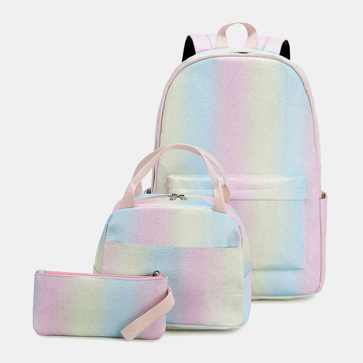 Women 3Pcssuits Large Capacity Waterproof Color Gradients Backpack Schoolbag - MRSLM