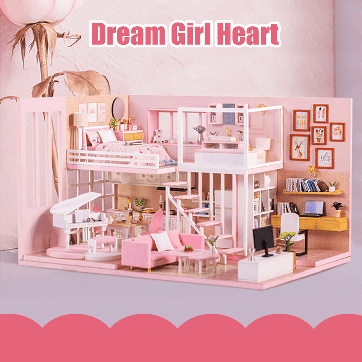 DIY Creative Handmade House Educational Toys Girl Heart Birthday Gift Doll House - MRSLM