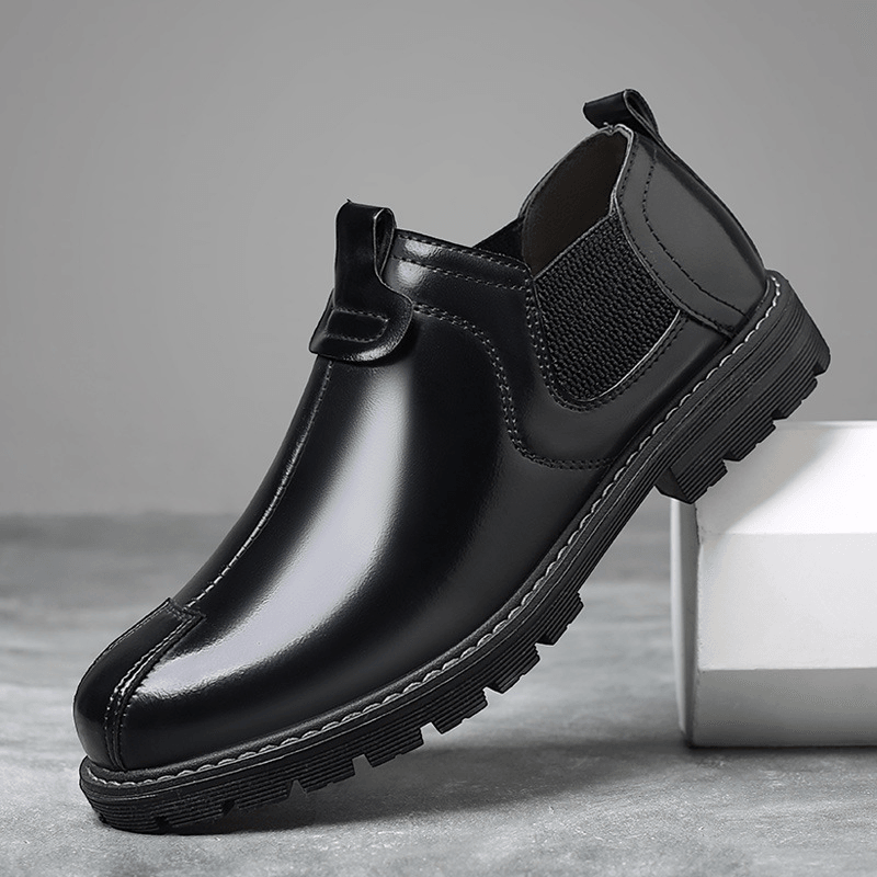 Men Breathable round Toe Soft Sole England Style Slip on Casual Chelsea Boots - MRSLM