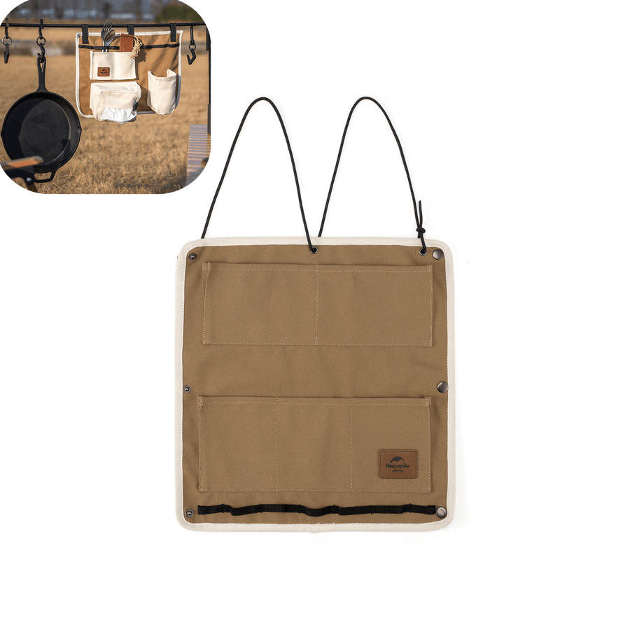 Naturehike Multiple Pockets Hanging Bag Camping Trolley Storage Bag Canvas Cloth Bag Outdoor Picnic Cooking BBQ - MRSLM
