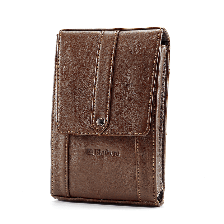 Ekphero Men Genuine Leather Vintage Card Holder Phone Bag for Iphone 8P - MRSLM