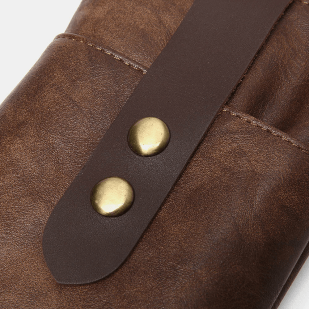 Men PU Waterproof Long Waist Bag Vintage 5.5/6.4 Inch Phone Bag Belt Bag - MRSLM