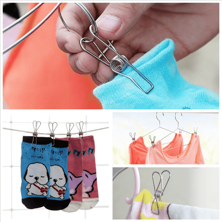 8Pcs Big Size Clothes Metal Wire Clips 8.5Cm Hanger Pegs for Socks Underwear Towel Sheet - MRSLM