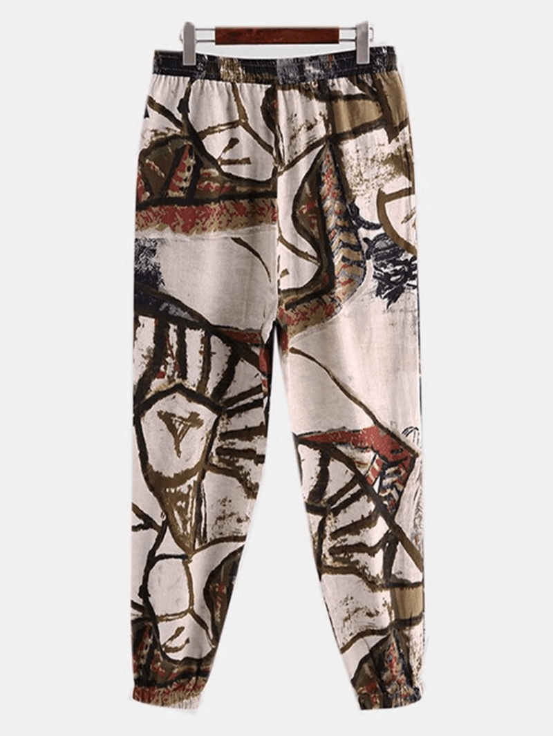 Cotton Ethnic Graffiti Print Harem Trousers - MRSLM