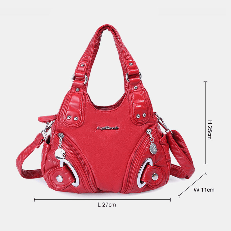 Women Soft Leather Handbag Solid Handbag Crossbody Bag - MRSLM