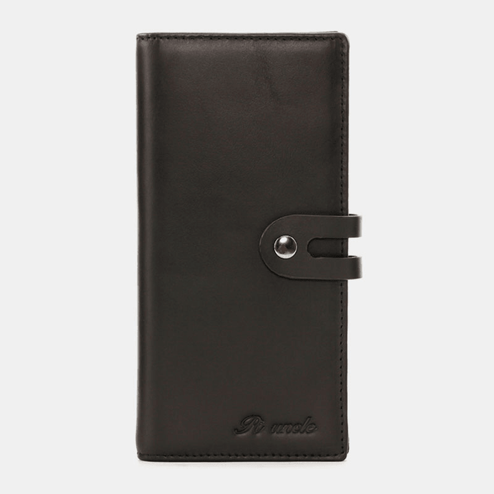 Men Bifold Long Multifunction RFID Anti-Magnetic Wallet Vintage 6.5 Inch Phone Bag 13 Card Slot Card Case - MRSLM