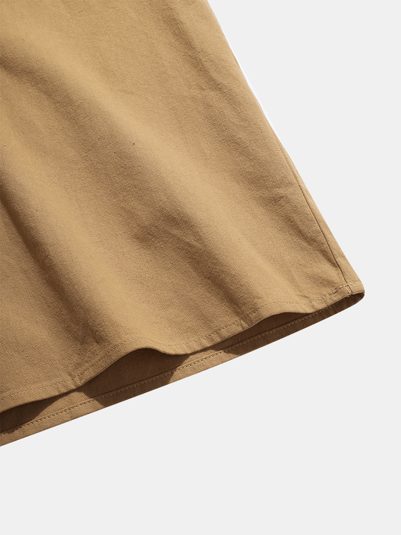 Mens 100% Cotton Basic Solid Color Lapel Short Sleeve Golf Shirt - MRSLM