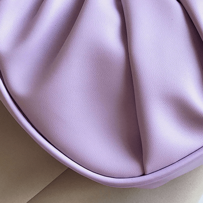 Women PU Leather Solid Color Fold Fashion Underarm Bag Shoulder Bag Handbag - MRSLM