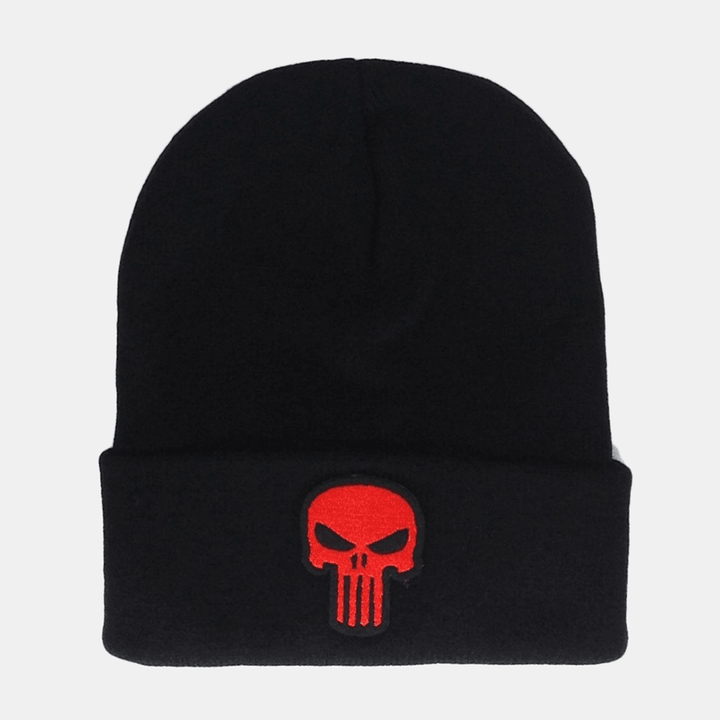 Unisex Skull Embroidered Casual Wild Knit Hat Wild Hat Hip-Hop Beanie Hat - MRSLM