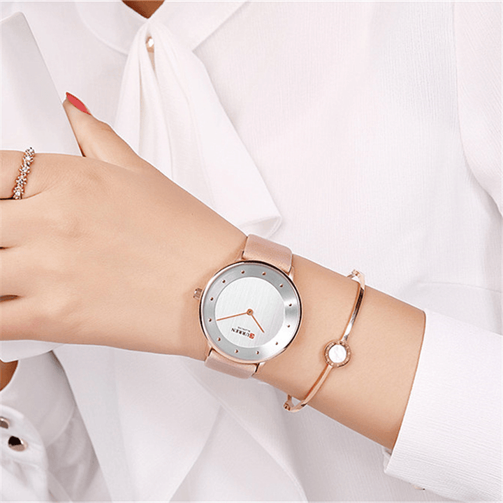 CURREN 9033 Ultra Thin Dial Case Casual Style Quartz Watch Leather Band Business Women Watch - MRSLM