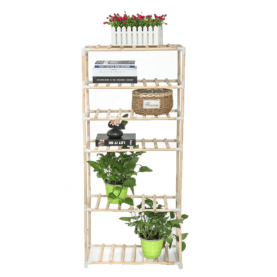 6 Tier Display Flower Stand Shelf Garden Wooden Book Storage Rack Indoor Outdoor - MRSLM