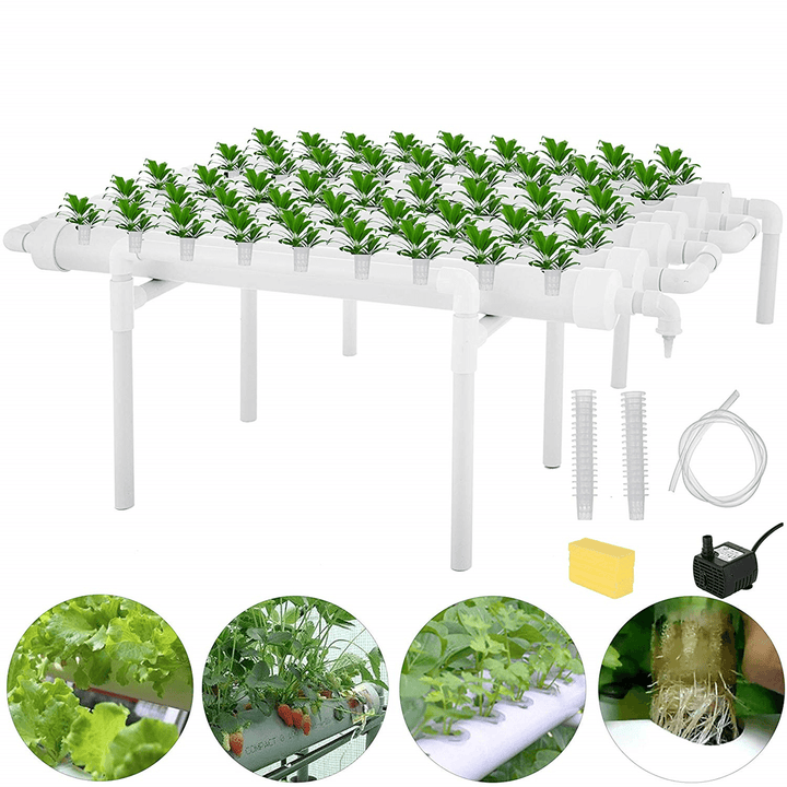 54 Holes 6 Pipes Horizontal Piping Site Grow Kit Flow DWC Deep Water Culture Planting Hydroponic System - MRSLM