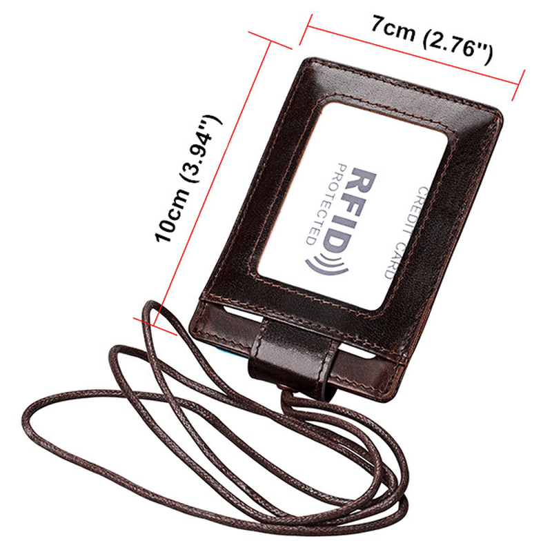 RFID Genuine Leather 4 Card Slot Neck Bag Card Holder - MRSLM