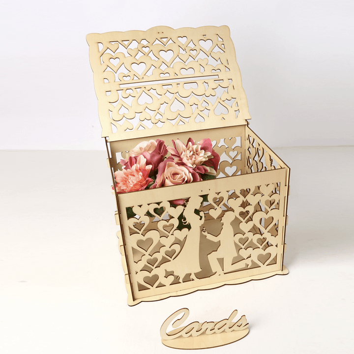 Wedding Greeting Card Box Wooden Box Lock Wedding Party Decoration Money Case - MRSLM