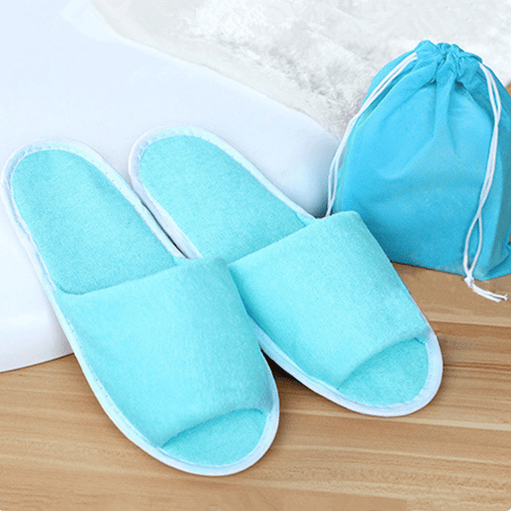 Travel Disposable Slippers Folding Guest Shoes Accessories Business Trip Supplies with Bag - MRSLM
