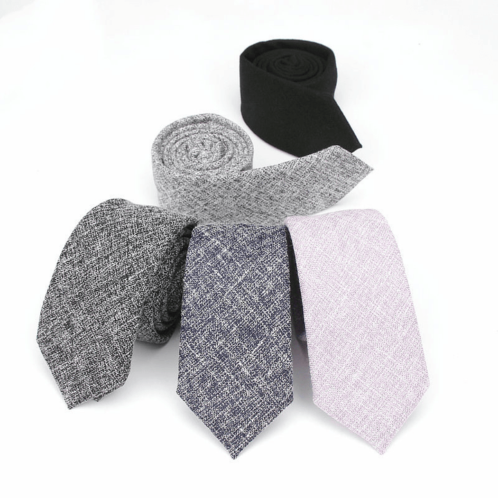 Men'S Neckties Wholesale Super Narrow Spot Imitation Wool 6Cm - MRSLM