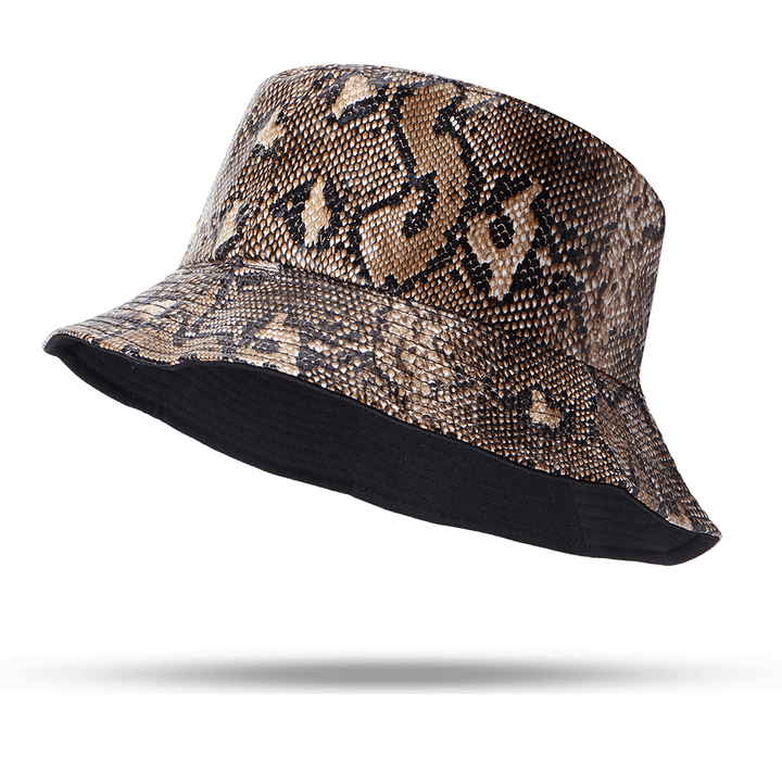 Unisex Snake Pattern Bucket Hat Double-Sided Bucket Hat Wearable Sun Shade Fisherman Hat - MRSLM