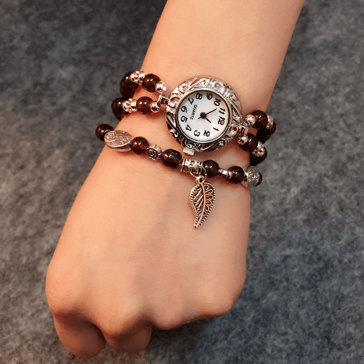 National Style Circular Small Dial Women Simple Vintage Bracelet Watch Quartz Watch - MRSLM