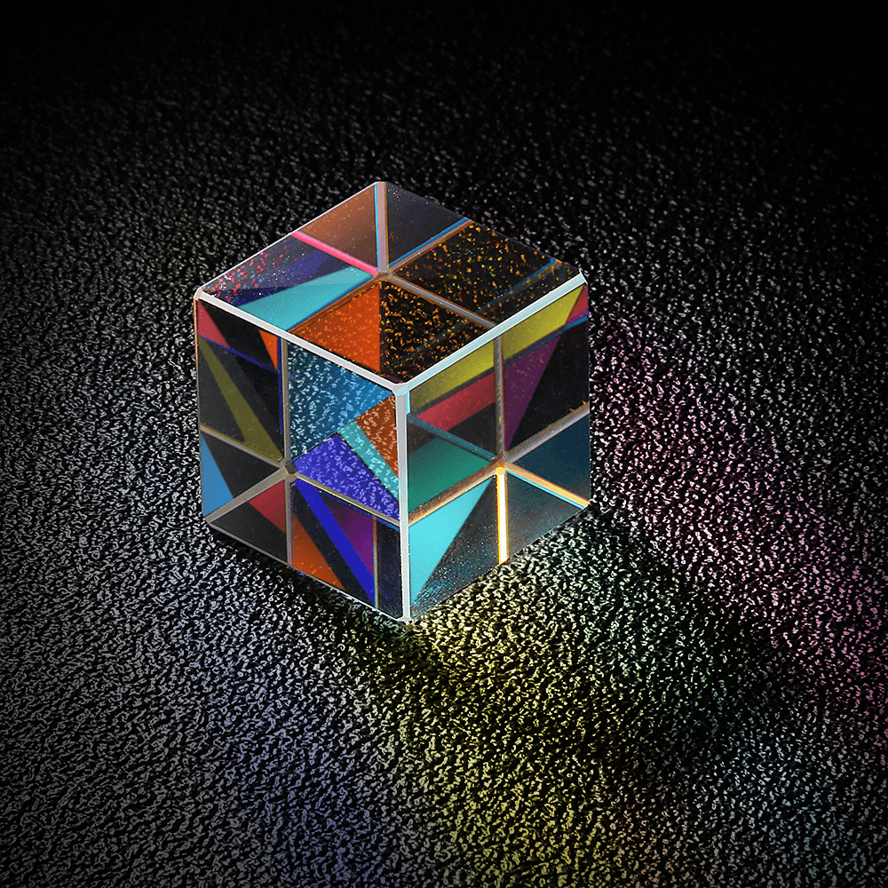 20Mm/23Mm Optical Glass Crystal Combiner Prism X Cube RGB Dispersion Splitter W/ Blue Shinning Box - MRSLM