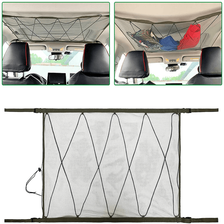 Car Ceiling Storage Net Pocket Universal Car Roof Interior Cargo Net Bag with Zipper Car Trunk Storage - MRSLM