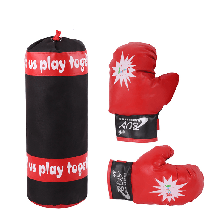 PU Leather Children Boxing Gloves Hand Target Punching Bag Set Home Fitness Kids Exercise Decompression Sandbag - MRSLM