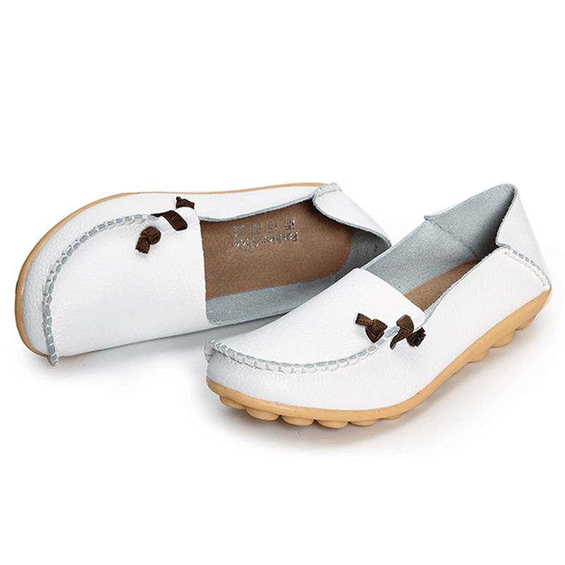 Large Size Soft Leather Multi-Way Flat Loafers for Women - MRSLM