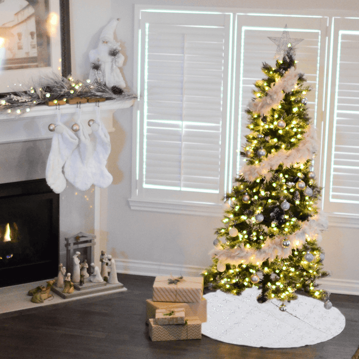 90/120Cm Christmas Tree Skirt Tree Skirt Mat under the Tree Christmas Decorations for Home Snowflake 2020 Christmas Tree Foot Carpet - MRSLM