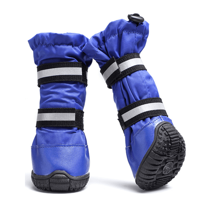 4Pcs Dog Rain Snow Boot Waterproof Anti-Slip Winter Pet Dog Shoes Rain Snow Boots Footwear Thick Warm Dog Socks Reflective - MRSLM