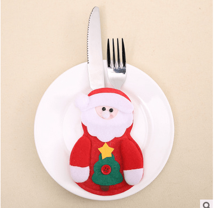 6PCS Christmas Santa Claus Tableware Holder Pocket Xmas Dinner Cutlery Bag Decor - MRSLM