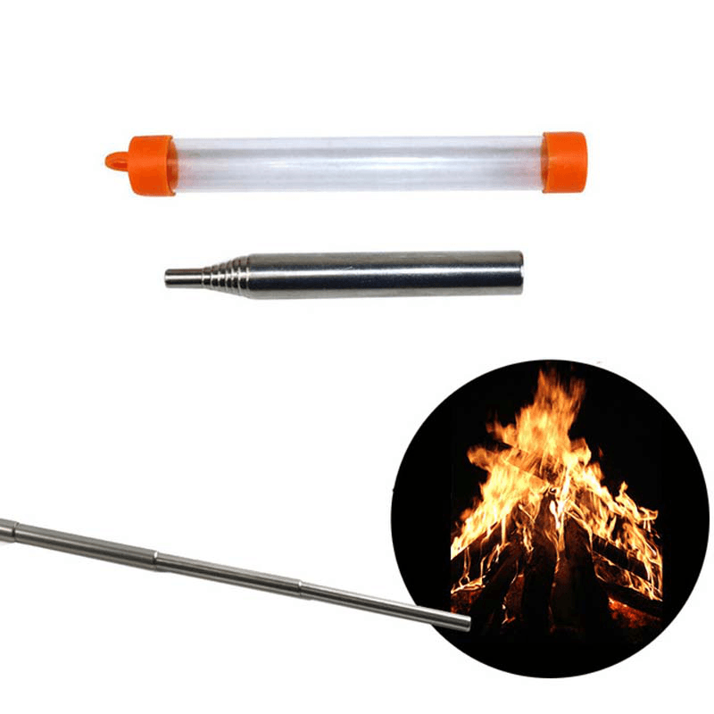 Ipree® Outdoor Camping Stainless Steel Fire Blow Tube Blowpipe Camping BBQ Blower Tool - MRSLM