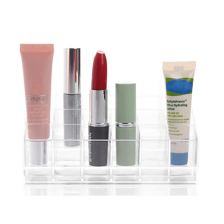 24 Lipstick Holder Display Stand Clear Acrylic Makeup Organizer Sundry Transparent Storge Boxes - MRSLM