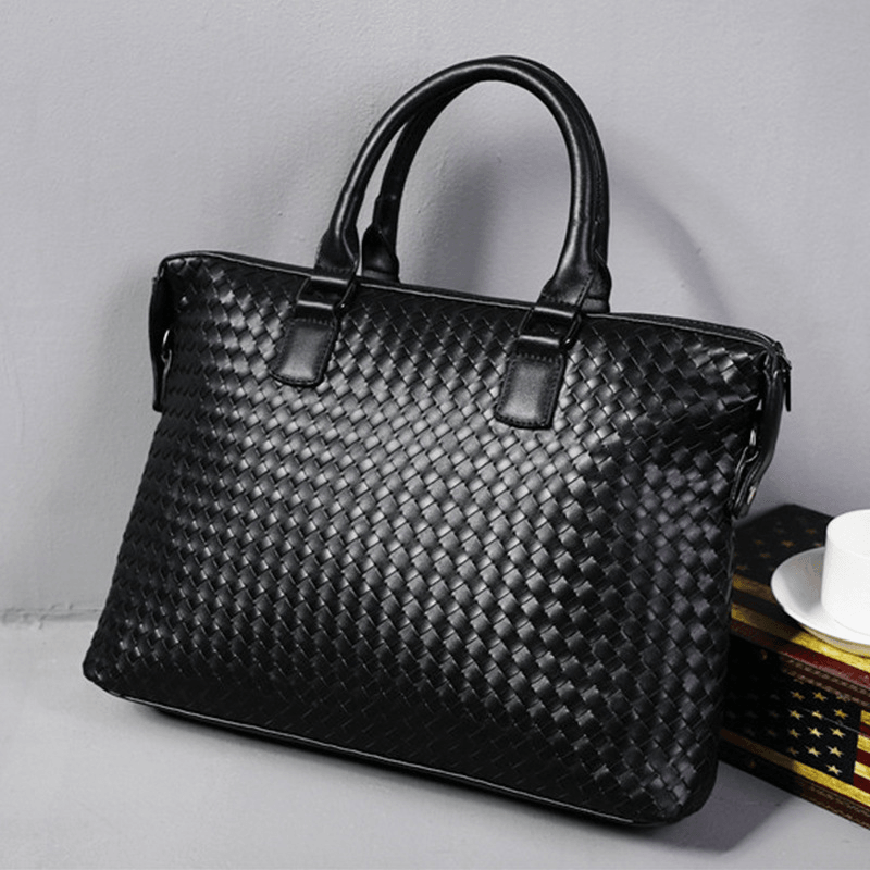 Men Faux Leather Multi-Carry 14 Inch Laptop Bag Briefcase Business Handbag Crossbody Bag - MRSLM