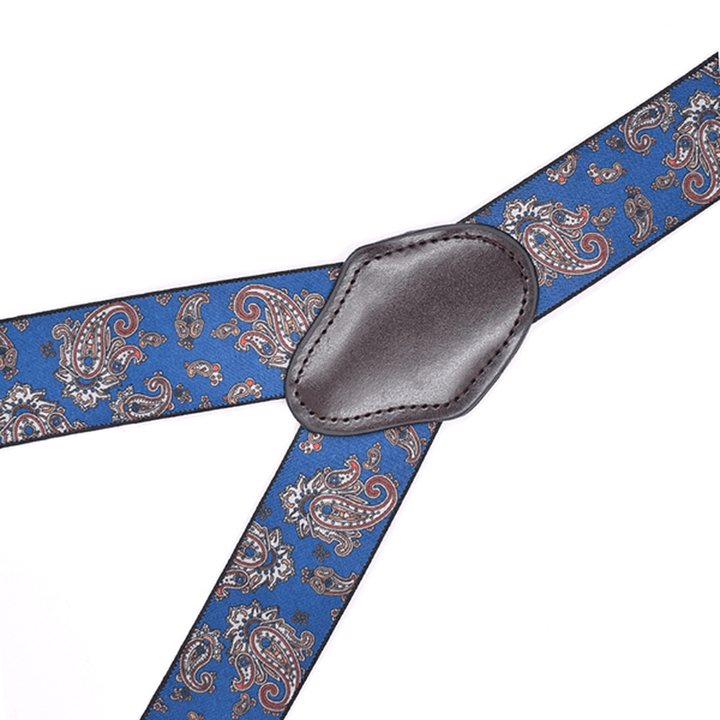 125CM Men'S Suspenders Braces High Elastic Leather Suspenders Adjustable 6 Clip Belt Strap - MRSLM