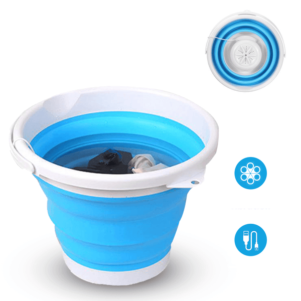 4-Modes 10L Portable Folding Mini Washing Machine Rotating Turbines Washer USB Charging Laundry Clothes Cleaner for Outdoor Travel - MRSLM