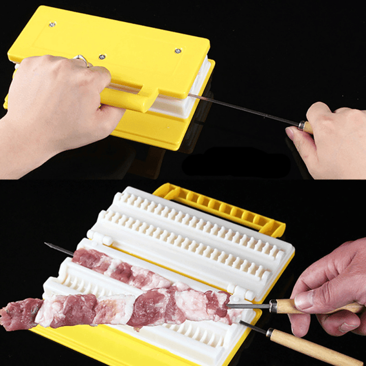 Portable Multi-Functional Single/Double Row BBQ Meat Skewer Kitchen Meat String Device Barbecue String Tool - MRSLM