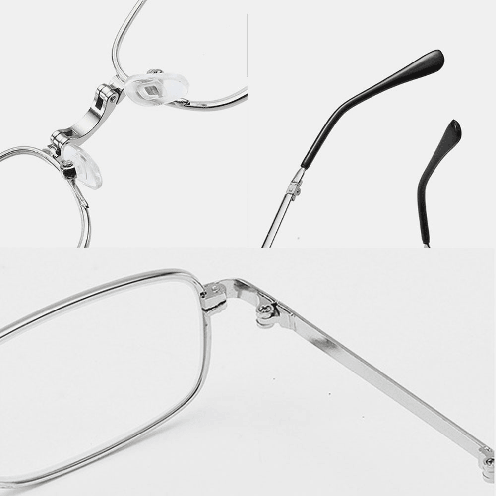 Unisex Portable Folding Anti-Blue Glasses Classic Metal Full Frame Anti-Uv Reading Glasses Presbyopic Glasses - MRSLM