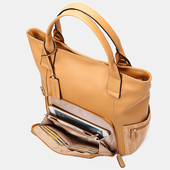 Women Multifunction Large Capacity Handbag Patchwork Backpack for Business - MRSLM