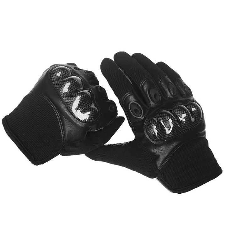 Men Leather Wear-Resistant Non-Slip Tactical Military Training Anti-Cut Full Finger Gloves - MRSLM