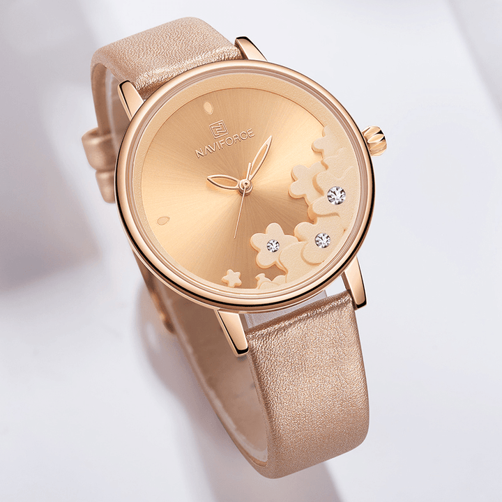 NAVIFORCE NF5012 Elegant Design Ladies Wrist Watch Waterproof Leather Band Quartz Watch - MRSLM