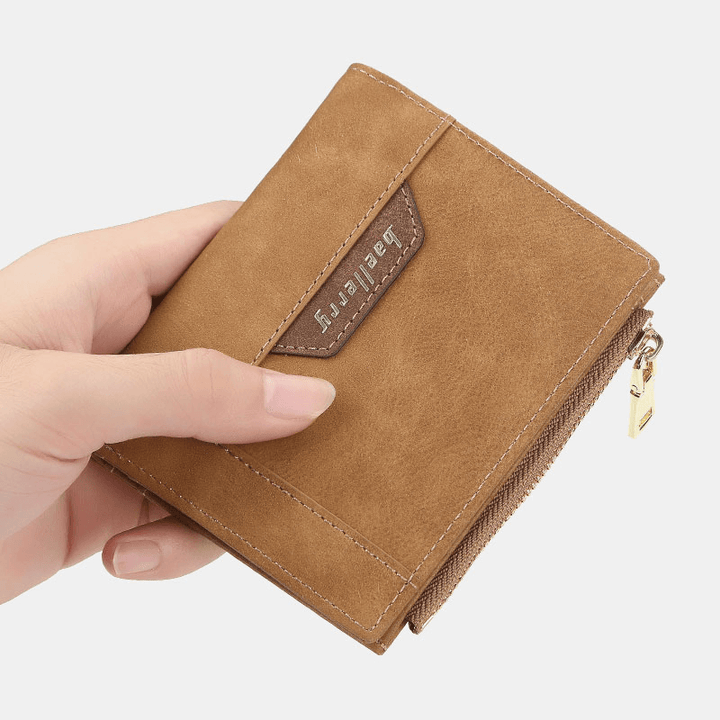 Baellerry Men Faux Leather Business Multi-Slot Vertical Zipper Slim Card Holder Wallet - MRSLM