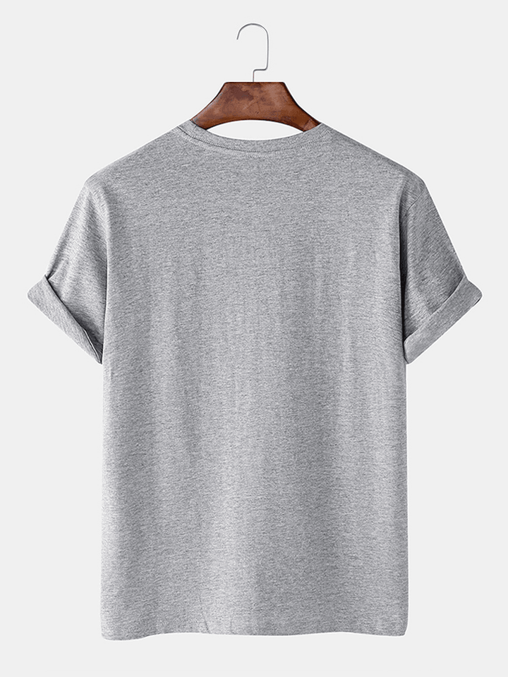 Mens Tree Graphic Chest Print 100% Cotton Thin Causal Loose Short Sleeve T-Shirt - MRSLM