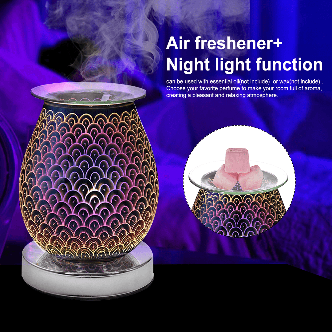 3D Glass Electric Aromatherapy Lamp Home Aromatherapy Machine Touch Feather Aroma Lamp - MRSLM