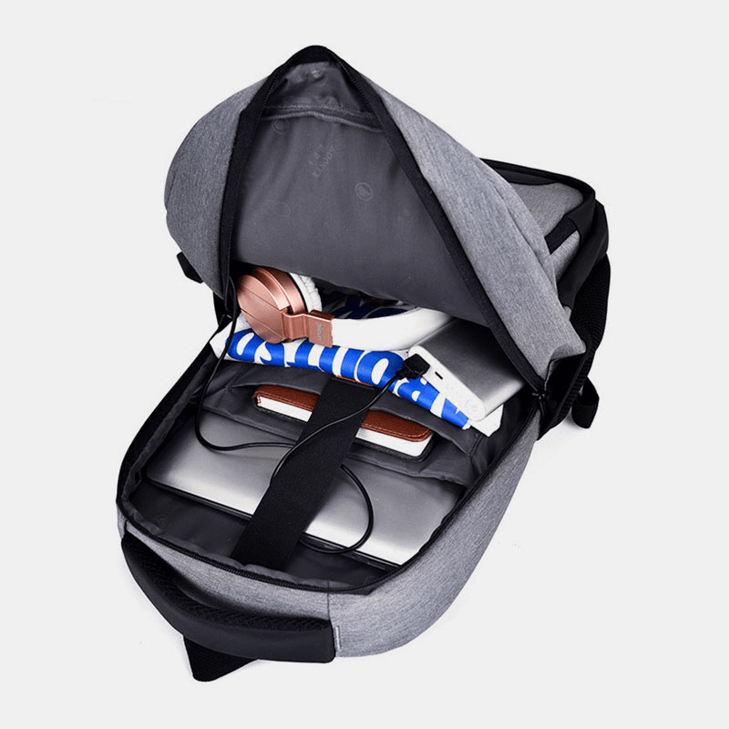 Men Nylon USB Charging Waterproof Business Large Capacity 15.6 Inch Laptop Bag Luggage Backpack - MRSLM